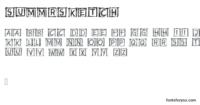 A fonte SummrSketch – alfabeto, números, caracteres especiais