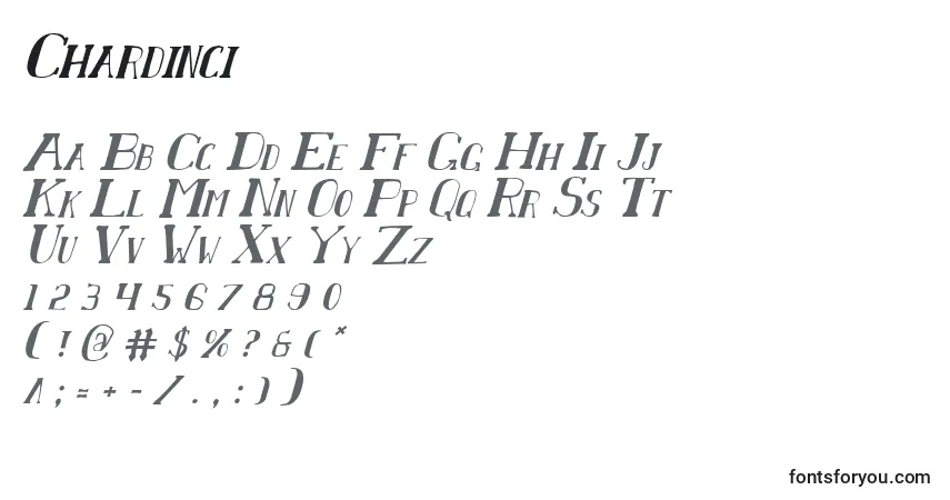 Schriftart Chardinci – Alphabet, Zahlen, spezielle Symbole