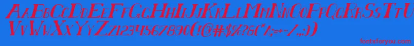 Chardinci-Schriftart – Rote Schriften auf blauem Hintergrund