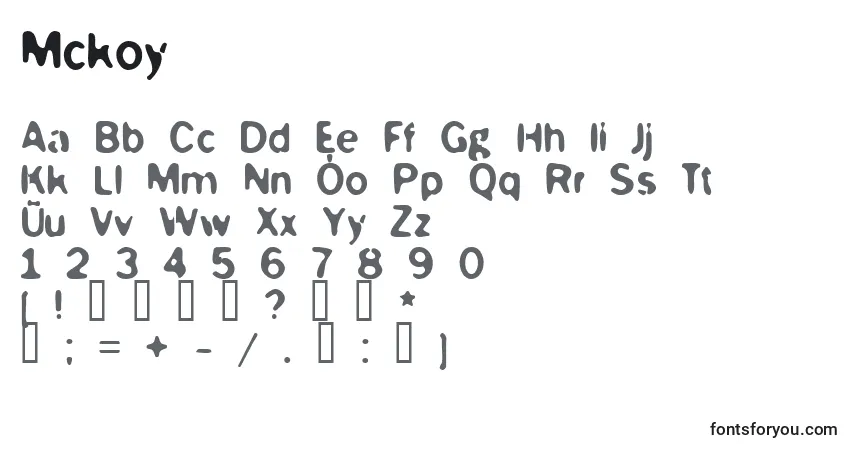 A fonte Mckoy – alfabeto, números, caracteres especiais