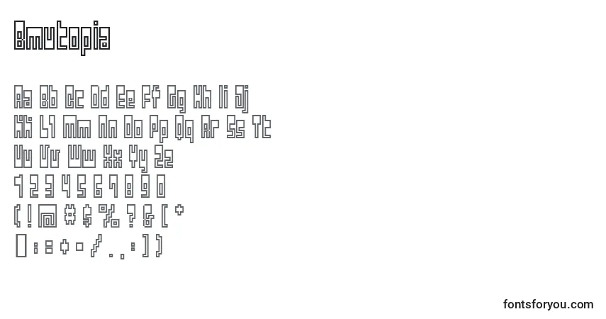 Schriftart Bmutopia – Alphabet, Zahlen, spezielle Symbole