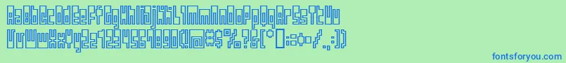 Bmutopia-Schriftart – Blaue Schriften auf grünem Hintergrund