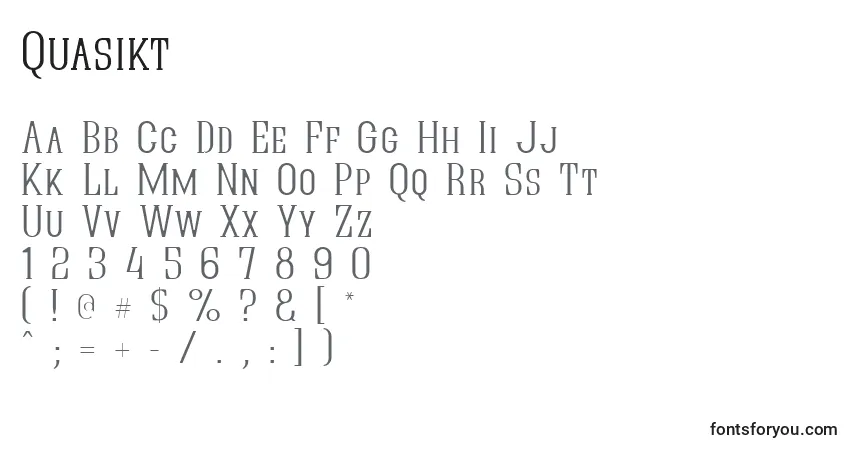 Czcionka Quasikt – alfabet, cyfry, specjalne znaki