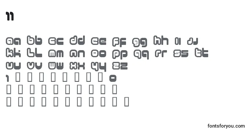 A fonte 11 – alfabeto, números, caracteres especiais