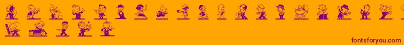 Kartoonkutz2-Schriftart – Violette Schriften auf orangefarbenem Hintergrund