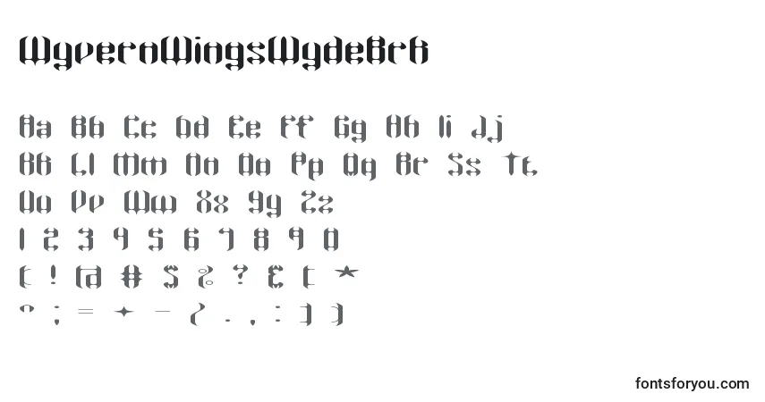 A fonte WyvernWingsWydeBrk – alfabeto, números, caracteres especiais