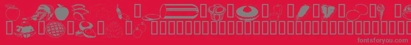 Wmfood2-fontti – harmaat kirjasimet punaisella taustalla