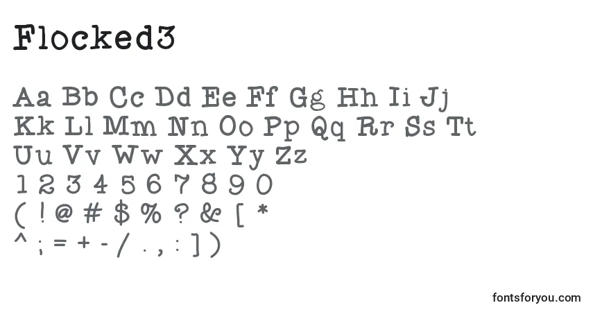 Flocked3-fontti – aakkoset, numerot, erikoismerkit