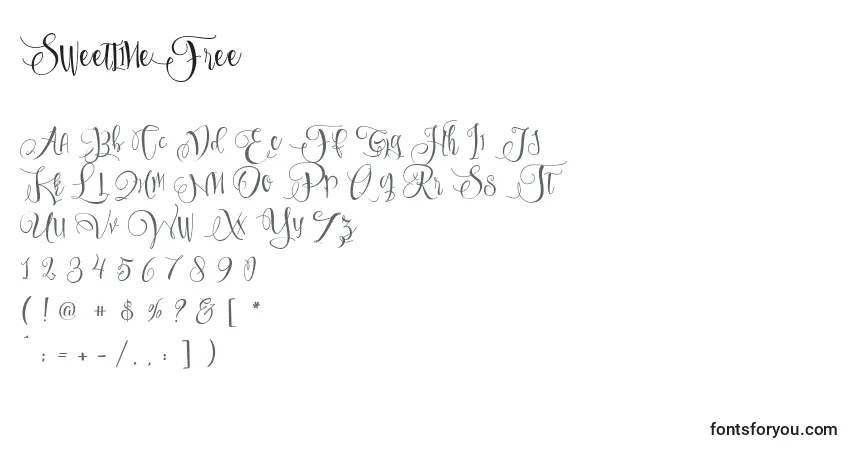 Schriftart SweetlineFree (95758) – Alphabet, Zahlen, spezielle Symbole