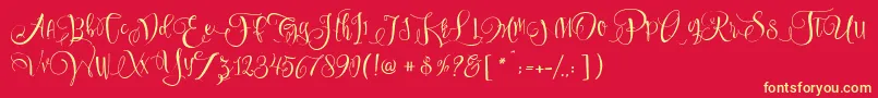 Weitere Informationen zur SweetlineFree-Schriftart SweetlineFree-Schriftart – Gelbe Schriften auf rotem Hintergrund