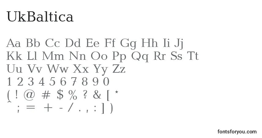 Schriftart UkBaltica – Alphabet, Zahlen, spezielle Symbole