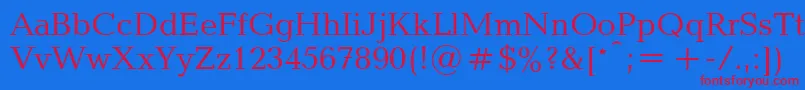 UkBaltica-Schriftart – Rote Schriften auf blauem Hintergrund