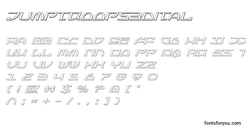 Jumptroops3Ditalフォント–アルファベット、数字、特殊文字