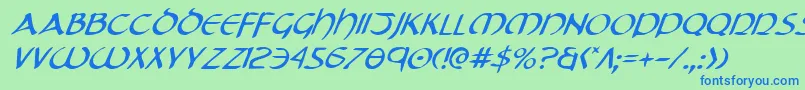 fuente TristramItalic – Fuentes Azules Sobre Fondo Verde