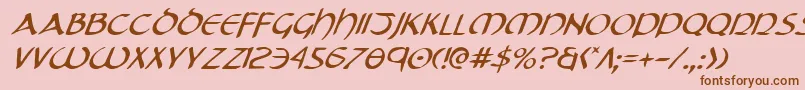 フォントTristramItalic – ピンクの背景に茶色のフォント