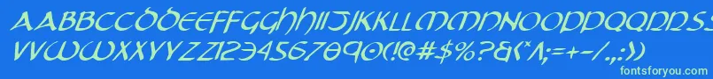 Czcionka TristramItalic – zielone czcionki na niebieskim tle