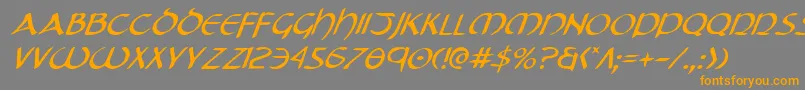 TristramItalic-fontti – oranssit fontit harmaalla taustalla