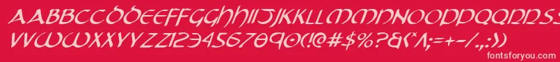 フォントTristramItalic – 赤い背景にピンクのフォント