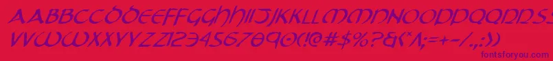 Fonte TristramItalic – fontes roxas em um fundo vermelho