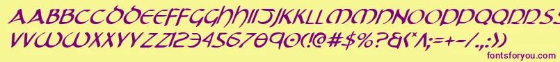 TristramItalic Font – Purple Fonts on Yellow Background