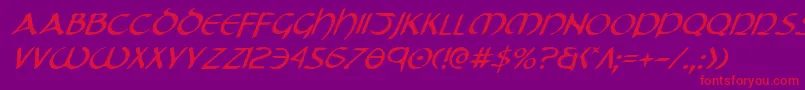 Fonte TristramItalic – fontes vermelhas em um fundo violeta