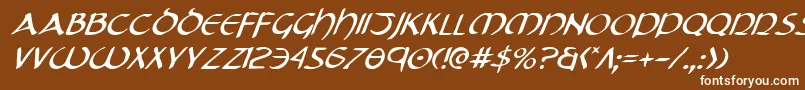 Czcionka TristramItalic – białe czcionki na brązowym tle