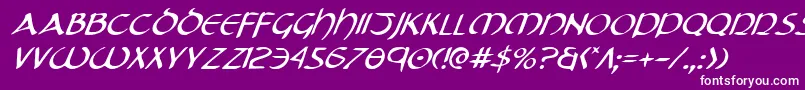 Fonte TristramItalic – fontes brancas em um fundo violeta