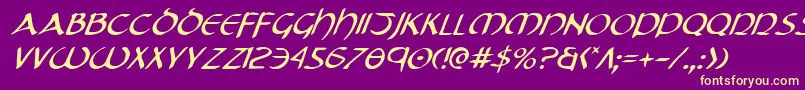 fuente TristramItalic – Fuentes Amarillas Sobre Fondo Morado