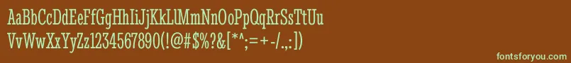 フォントStintultracondensedRegular – 緑色の文字が茶色の背景にあります。