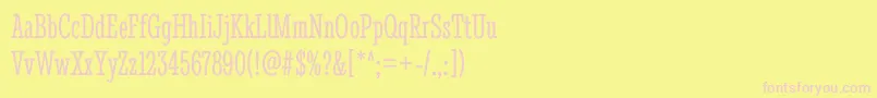 StintultracondensedRegular-fontti – vaaleanpunaiset fontit keltaisella taustalla