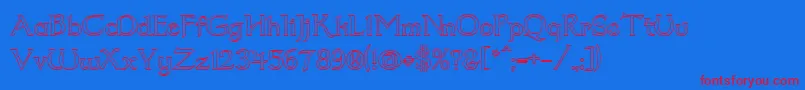 Dumbledor2Outline-Schriftart – Rote Schriften auf blauem Hintergrund