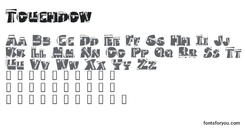 Touchdowフォント–アルファベット、数字、特殊文字