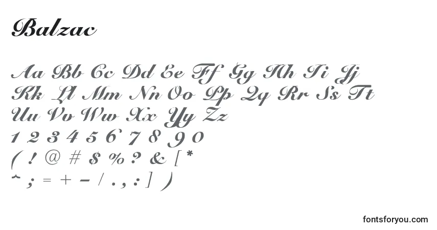 Шрифт Balzac – алфавит, цифры, специальные символы