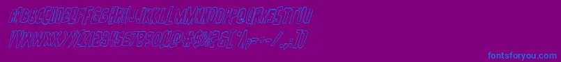 Zakensteinoutital-Schriftart – Blaue Schriften auf violettem Hintergrund