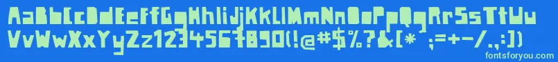 PaperjohnnydreiRegular Font – Green Fonts on Blue Background