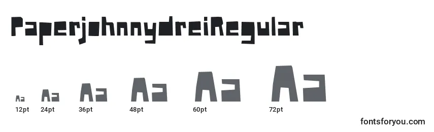 Размеры шрифта PaperjohnnydreiRegular