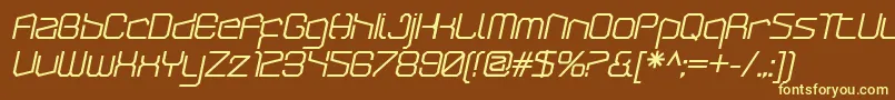 ArcticpatrolBolditalic-fontti – keltaiset fontit ruskealla taustalla