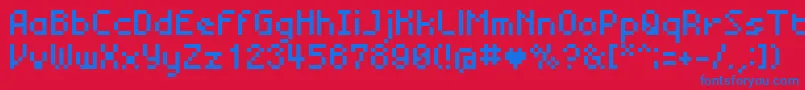 BmMiniA8 Font – Blue Fonts on Red Background