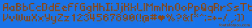 BmMiniA8 Font – Brown Fonts on Blue Background
