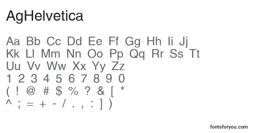 Schriftart AgHelvetica – Alphabet, Zahlen, spezielle Symbole