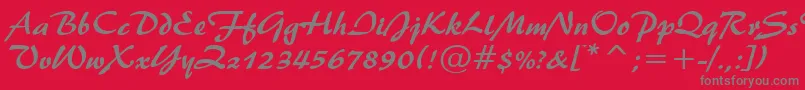 Brush445Normal Font – Gray Fonts on Red Background