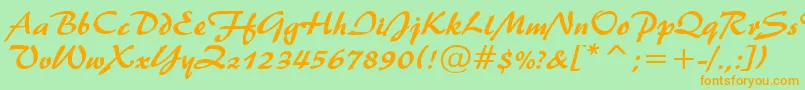 Brush445Normal Font – Orange Fonts on Green Background