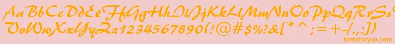 Brush445Normal Font – Orange Fonts on Pink Background