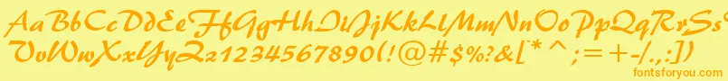 Brush445Normal Font – Orange Fonts on Yellow Background