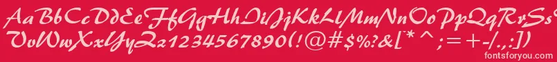 Brush445Normal Font – Pink Fonts on Red Background