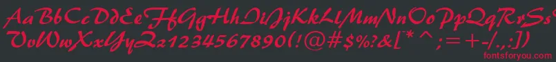 Brush445Normal Font – Red Fonts on Black Background