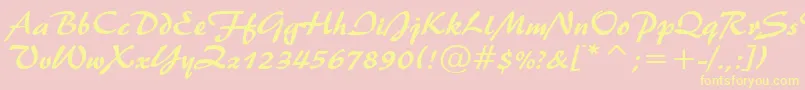 Brush445Normal Font – Yellow Fonts on Pink Background