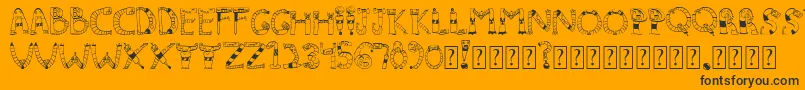 Clinkclank-Schriftart – Schwarze Schriften auf orangefarbenem Hintergrund