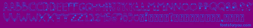 Clinkclank-Schriftart – Blaue Schriften auf violettem Hintergrund