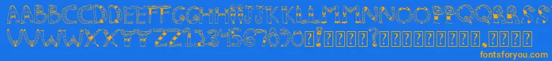 フォントClinkclank – オレンジ色の文字が青い背景にあります。